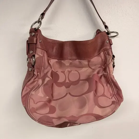 Y2K PINK Coach Signature C Logo Hobo Shoulder Bag VTG Zoe Optic EUC 2000s F14710 - Picture 10 of 11